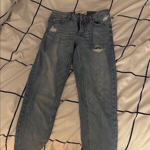 Women's Light Blue Distressed Jeans